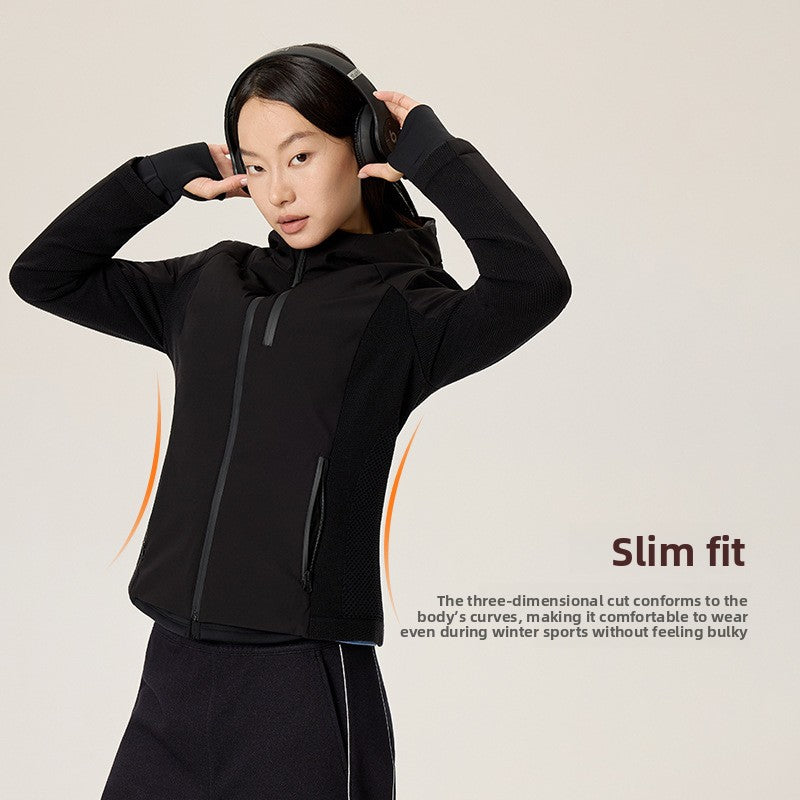 Women's Merino Wool Blend Goose Down Stand Collar Slim Fit Jacket teemdrop