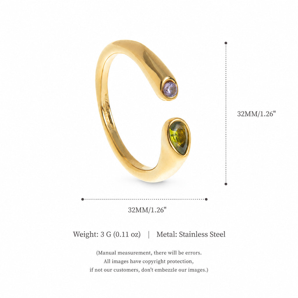 Plated Titanium Steel Adjustable Birthstone Ring Unisex Geometric Retro Jewelry teemdrop
