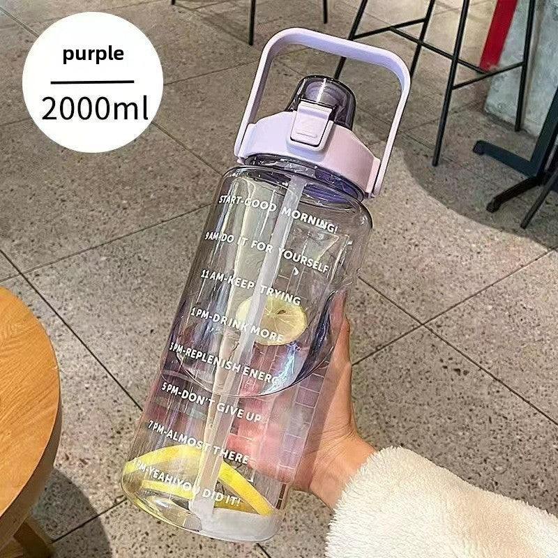 Portable fitness sports drinking straw water bottle teemdrop