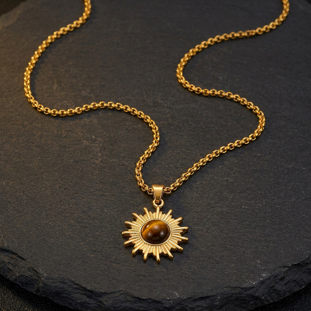 Sun Flower Tiger Eye Necklace