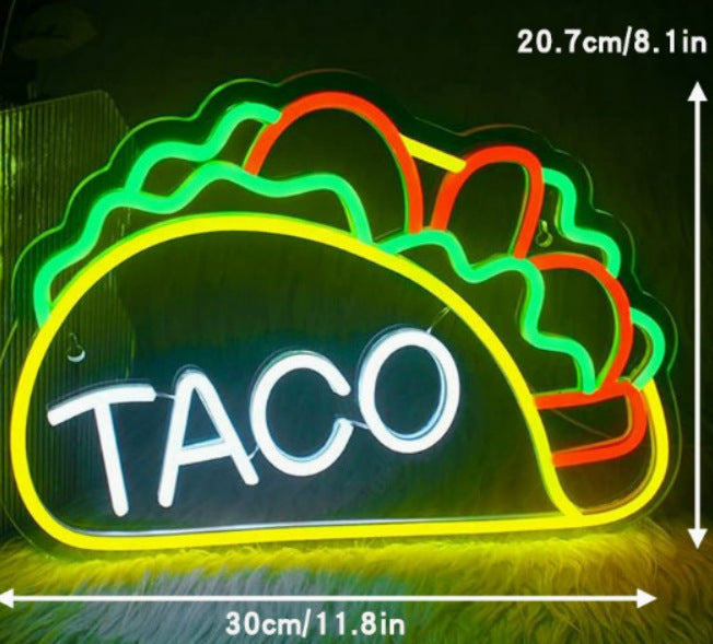 LED Neon Light Hamburger Fries Sushi Shape Sign for Home Bar Decoration