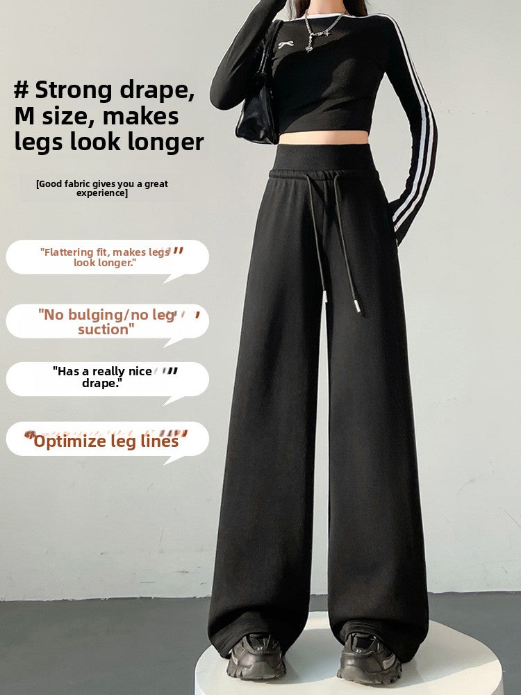 Women's High-Waisted Drapey Wide-Leg Cotton Blend Casual Pants teemdrop