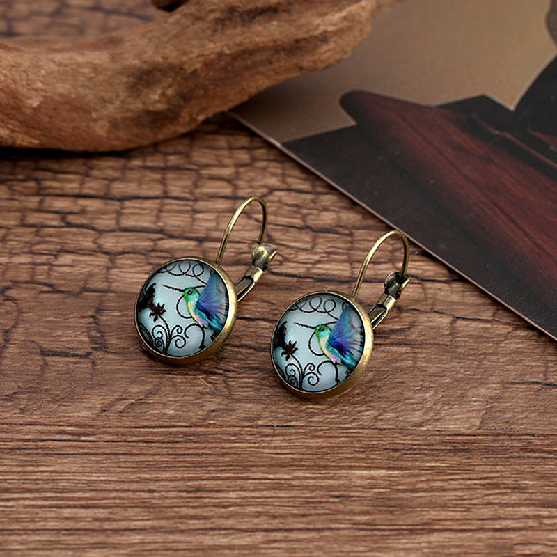 Creative Glass Earrings with Nature Patterns