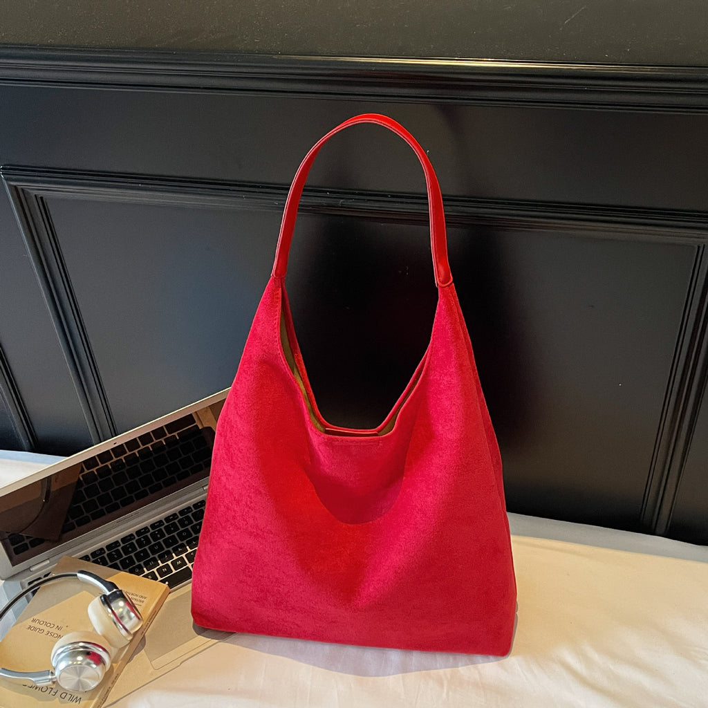 Retro Frosted Solid Color Large-Capacity Single Shoulder Bag