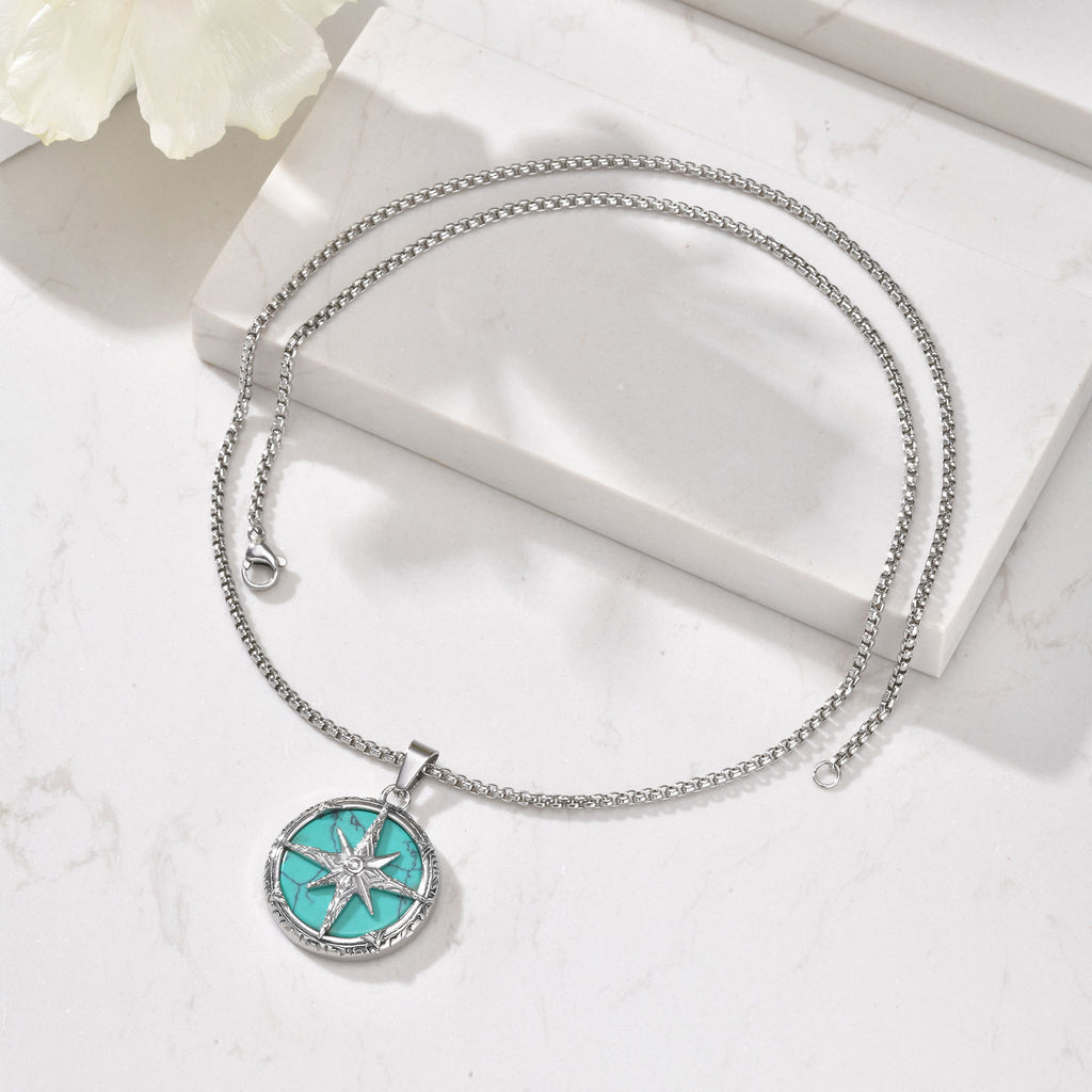 Stainless steel eight-pointed star necklace