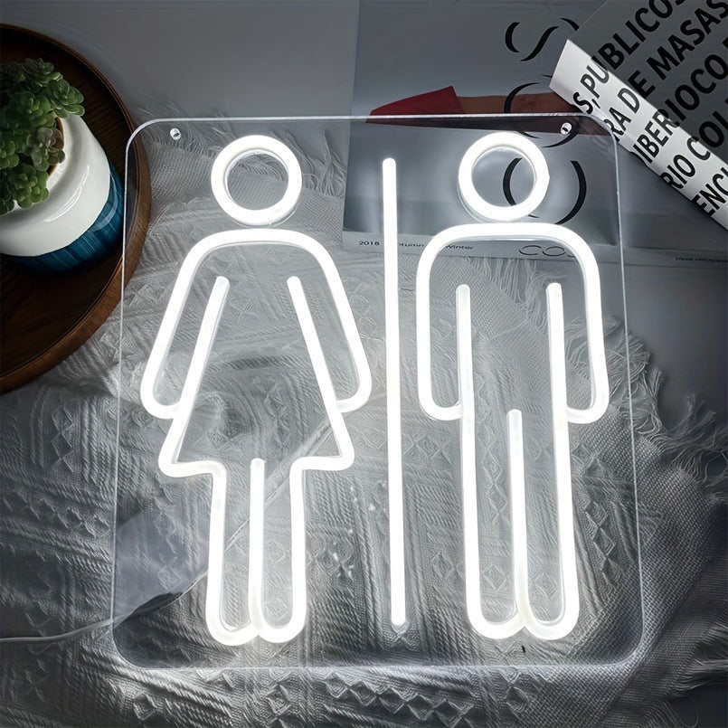 LED neon sign restroom teemdrop