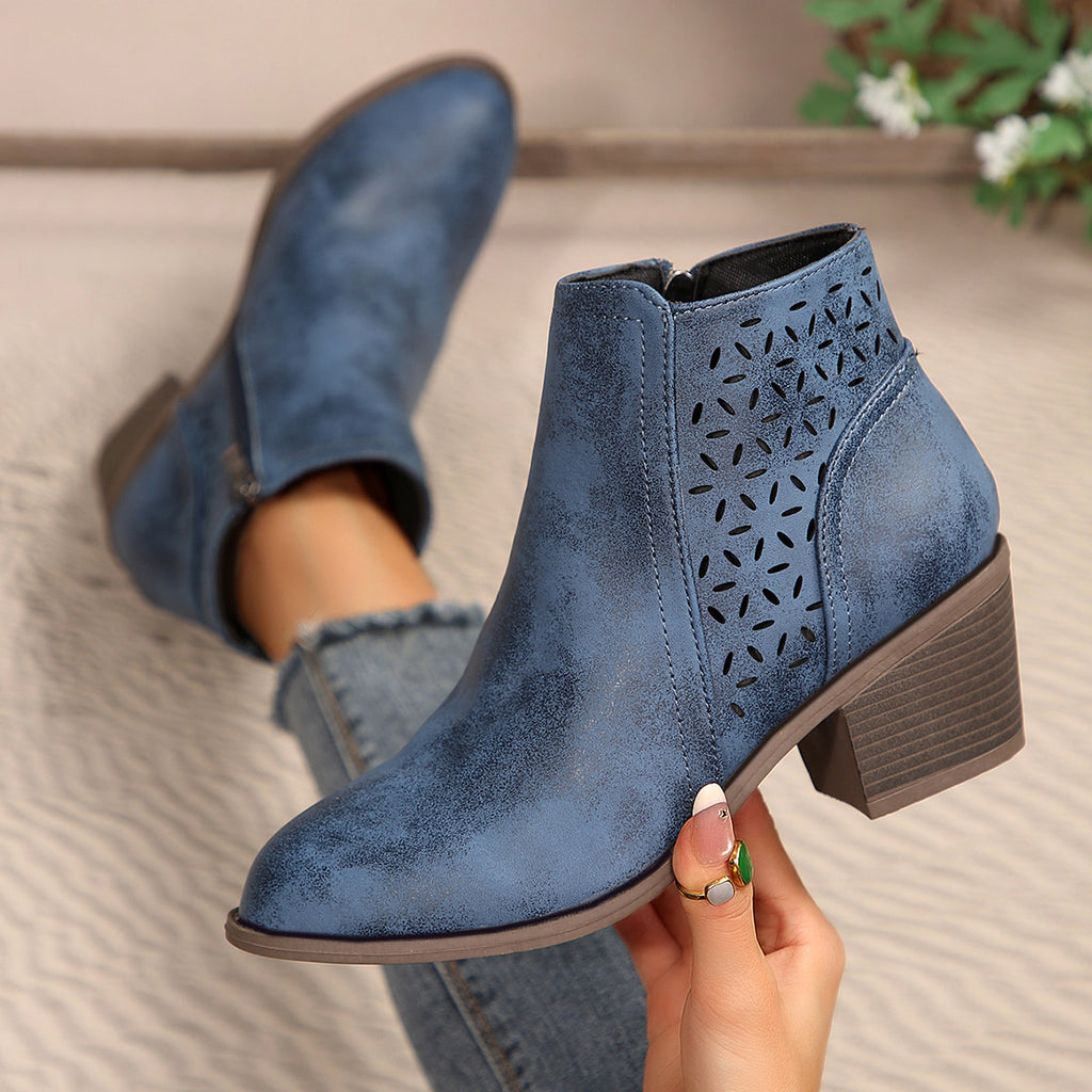 Women's Boots Thick Heel Round Toe teemdrop