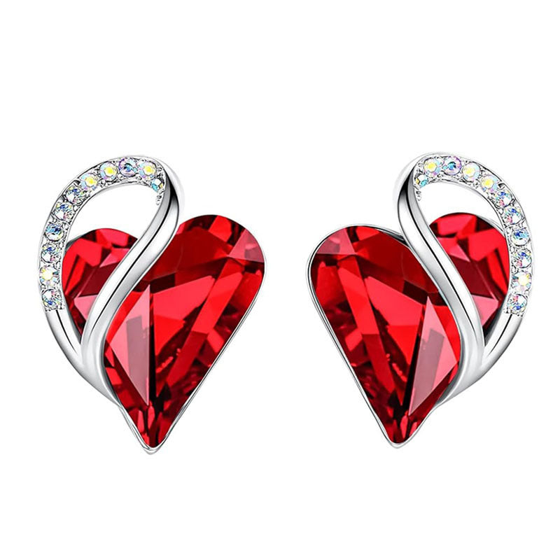 Elegant Crystal Heart Stud Earrings for Women
