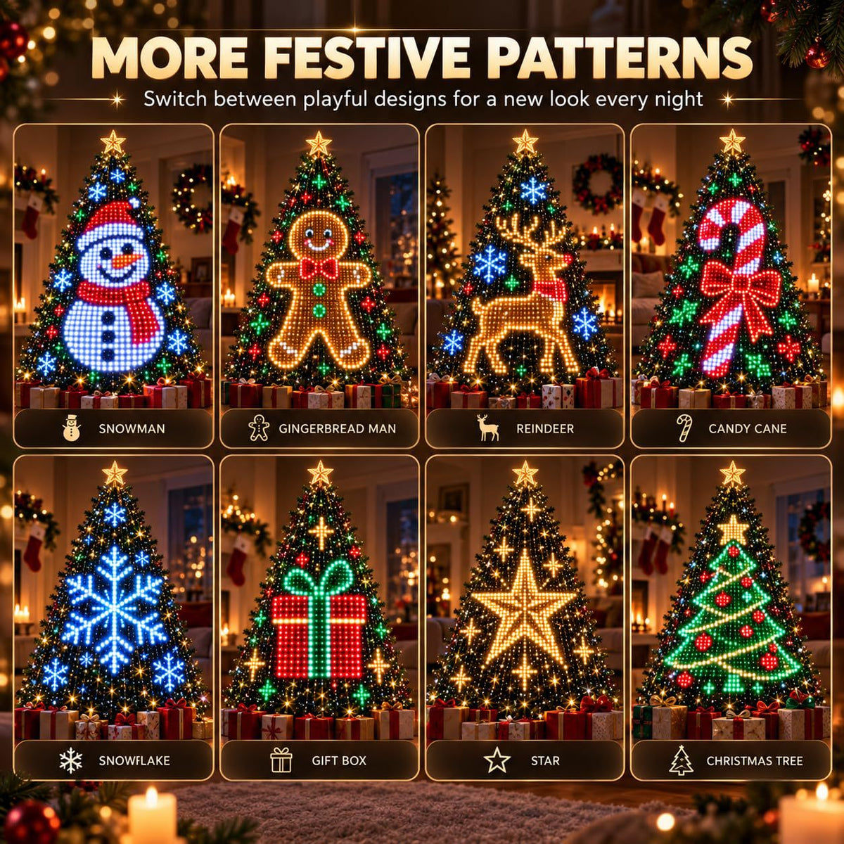 Smart RGB LED Christmas String Lights USB Remote Control Wall Hanging Holiday Decoration teemdrop