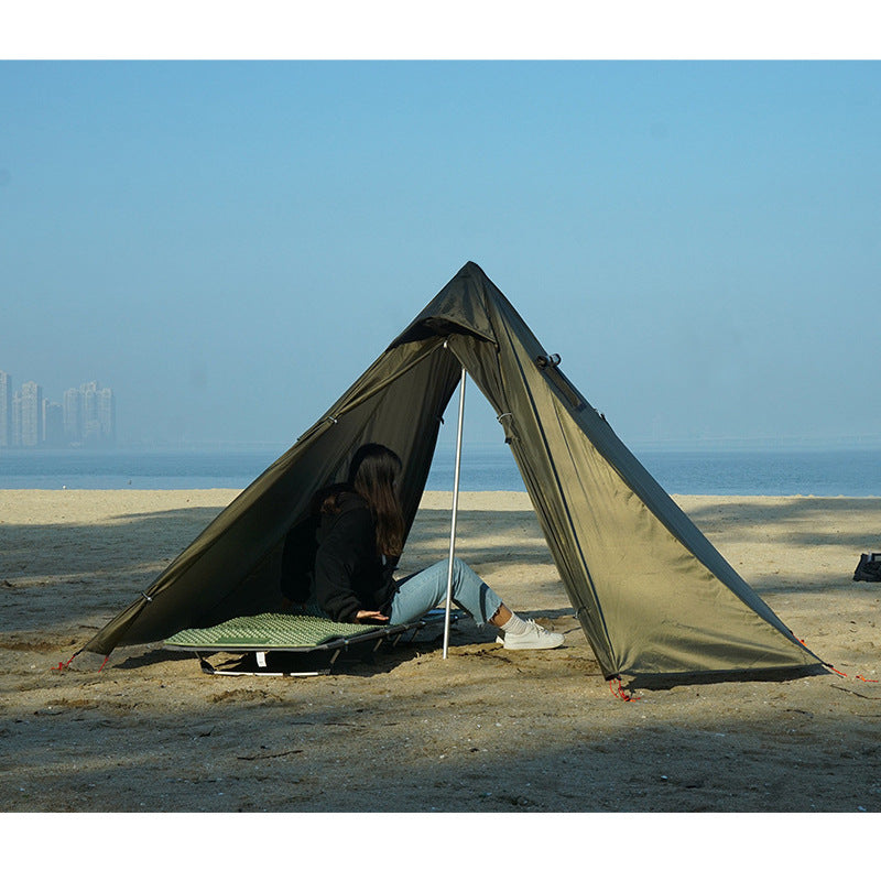 Waterproof Double Layer Pyramid Camping Tent Hexagon for Solo Hiking and Outdoor Use with Aluminum Poles teemdrop
