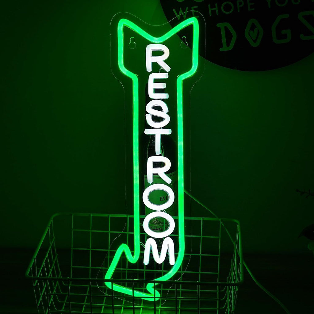 LED neon sign restroom teemdrop