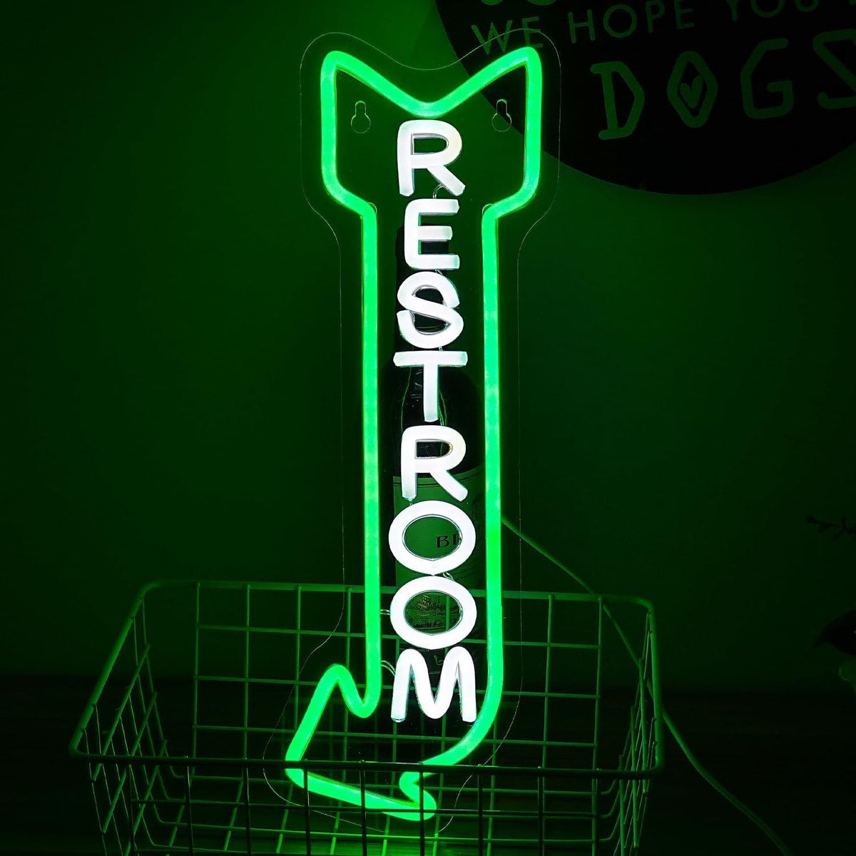 LED neon sign restroom teemdrop