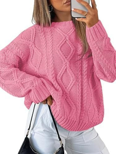 Women's knitted round-neck sweater for casual wear teemdrop