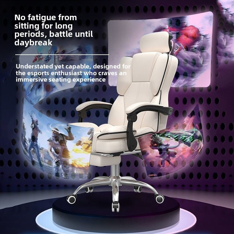 Ergonomic High-Elasticity Foam Computer Chair with Headrest and Footrest