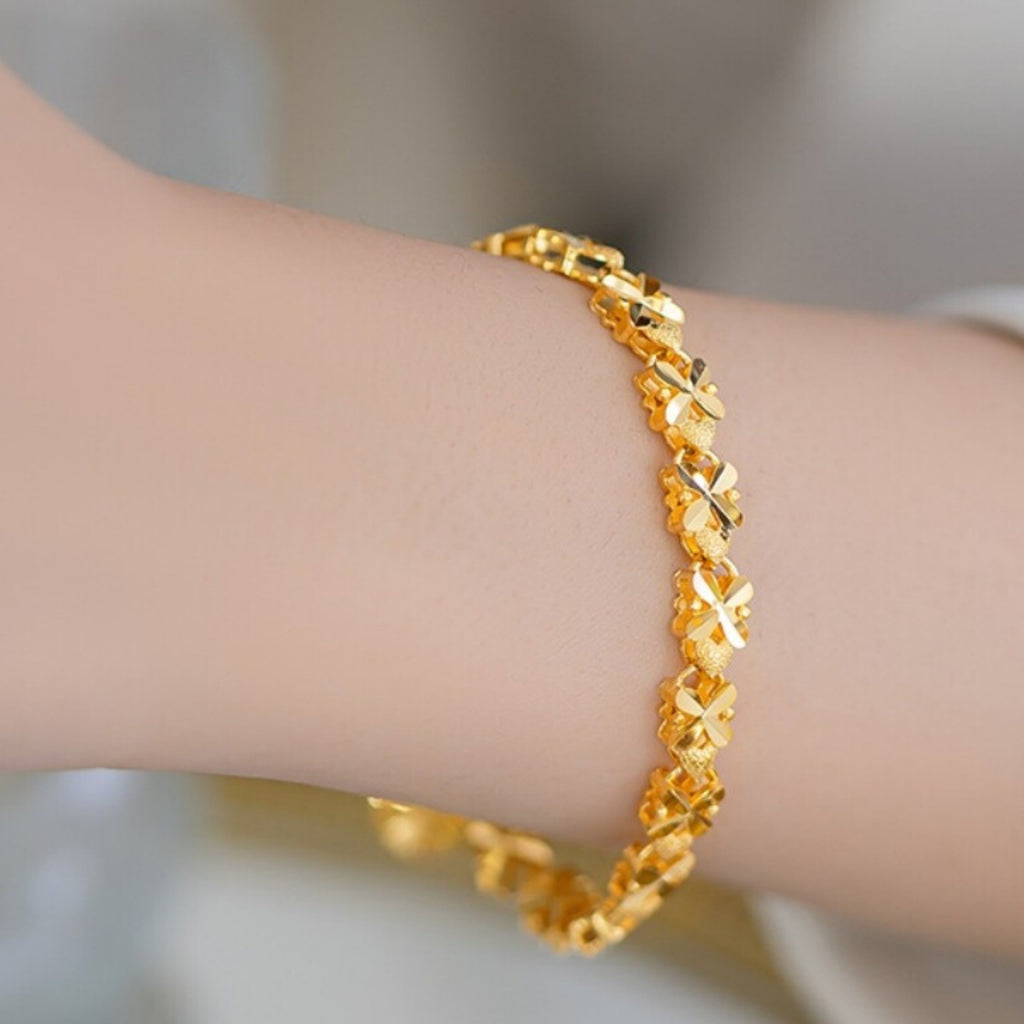 Women's Four-Leaf Clover Gold Plated Bracelet