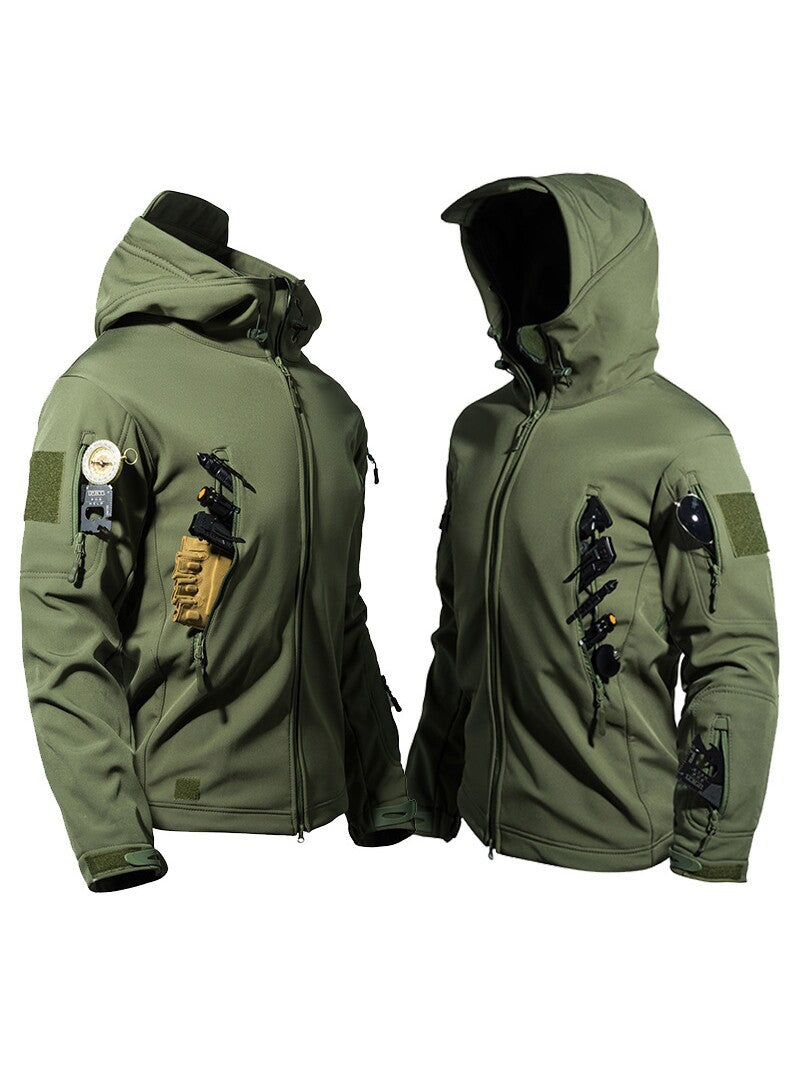 Mens Windproof Waterproof Fleece Lined Hooded Jacket