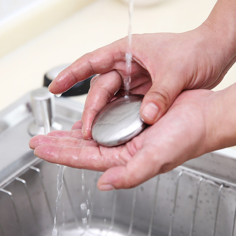 Stainless Steel Odor Remover Oval Metal Soap Bar teemdrop