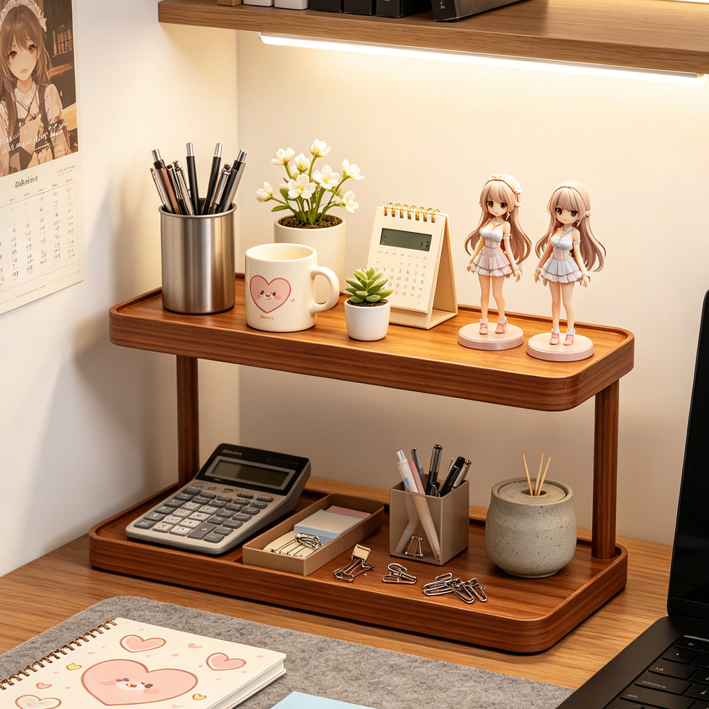 Multi Layer Desktop Organizer with Cup Holder