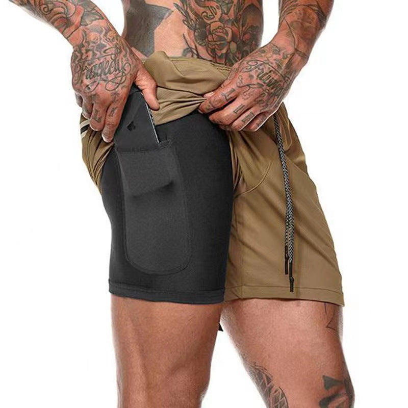 Men's Double Gym Shorts Jogging Quick-Dry