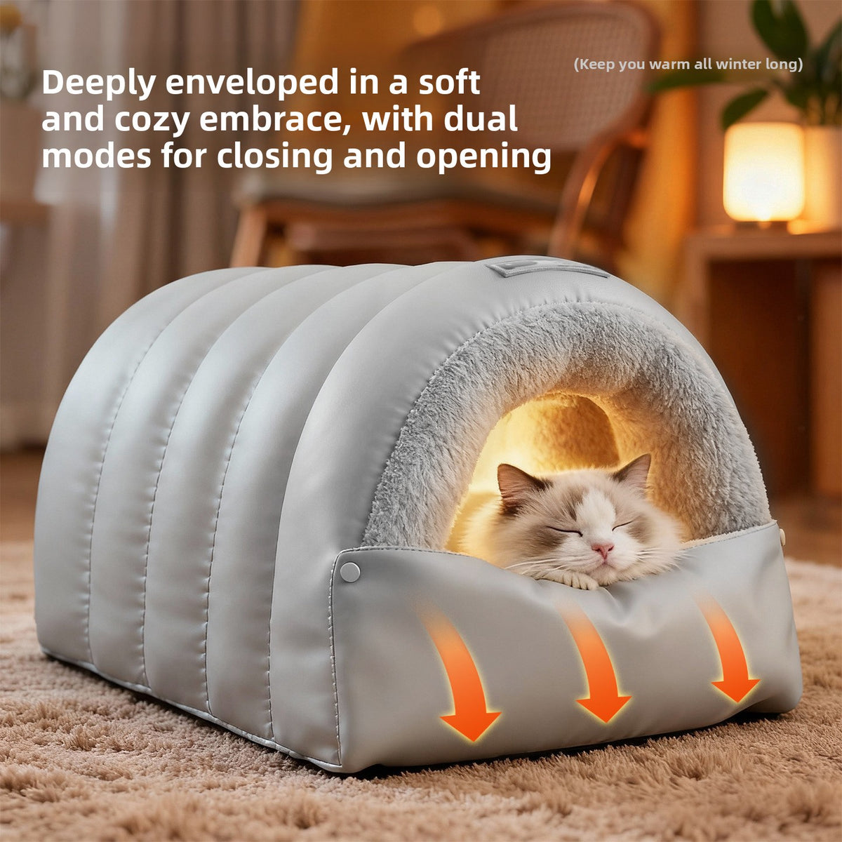 Semi-enclosed leather sleeping bag cat litter teemdrop