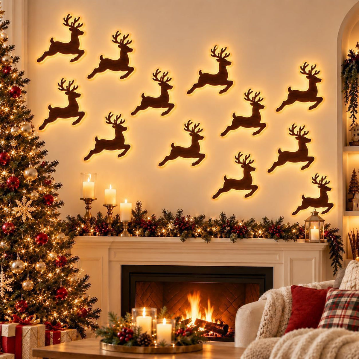 Christmas light-up wall silhouettes