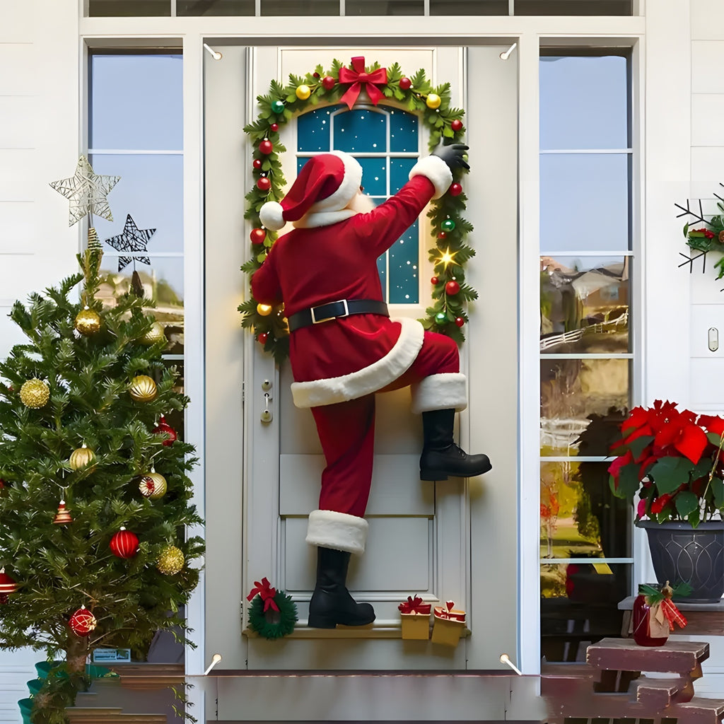 Christmas Santa Claus Polyester Door Cover Decoration 90x180cm teemdrop