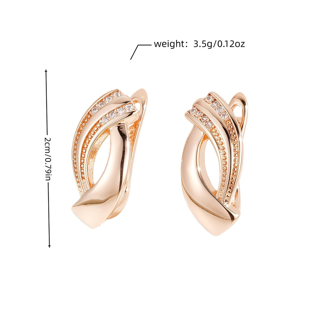Minimalist Geometric Hollow Copper Zircon Earrings Gold teemdrop