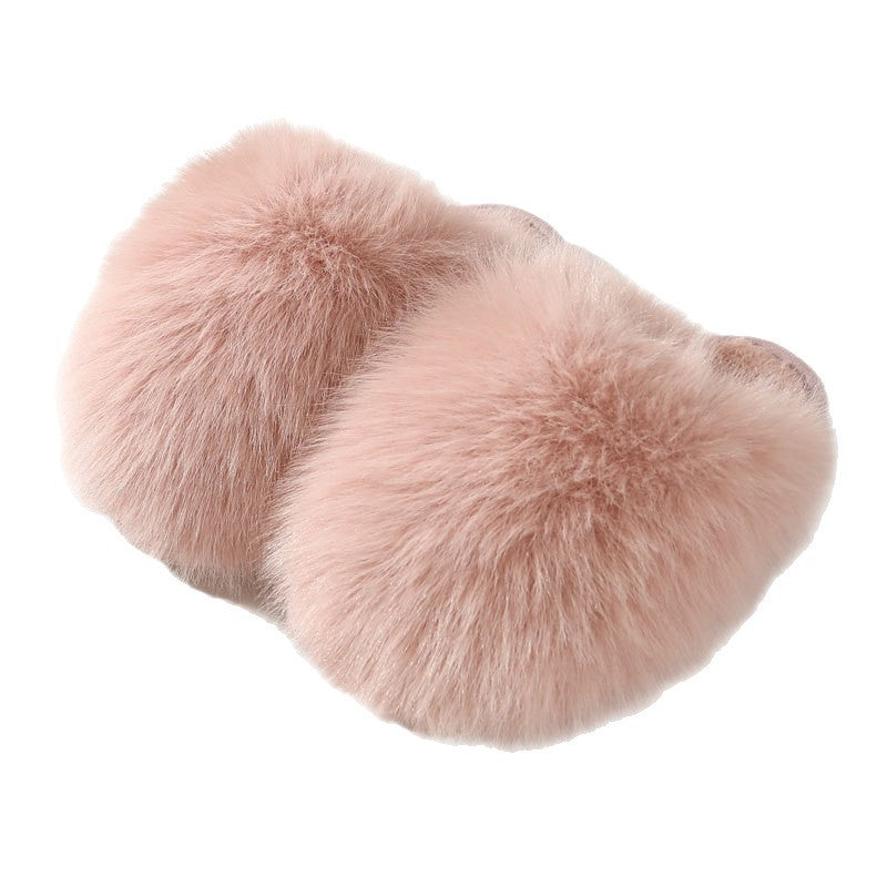 Women Fluffy Plush Slip-on Anti-Slip Home Slippers with Thick Warm Fur Lining teemdrop