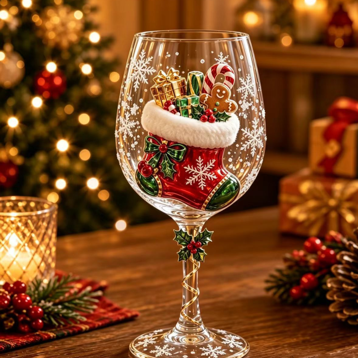 Christmas Halloween Themed Glass Art Goblet Festive Drinking Cup teemdrop