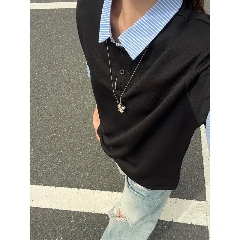 Men's Plaid Patchwork Short Sleeve Polo Shirt Casual Loose Fit Summer Top teemdrop