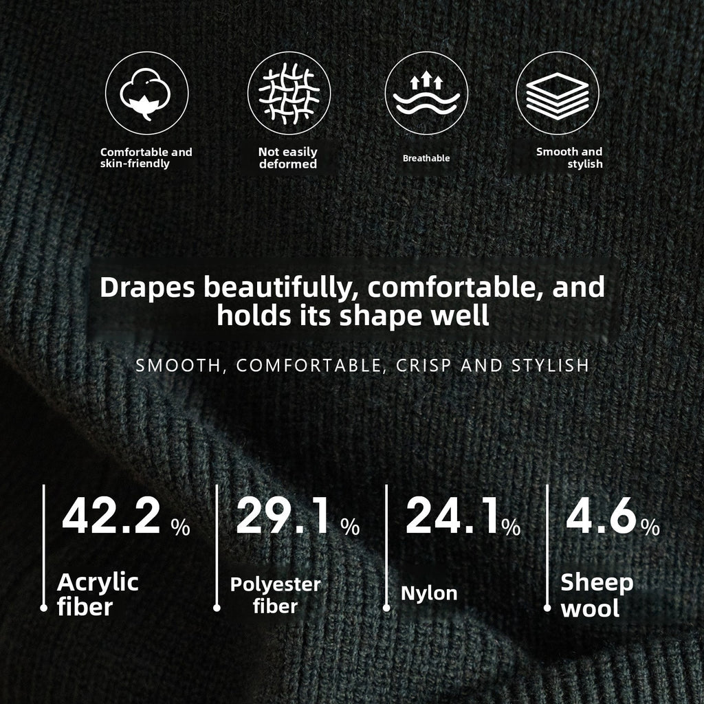 Men's Zippered Sheep Wool Blend Thickened Knit Sweater with Anti-Pilling Feature teemdrop