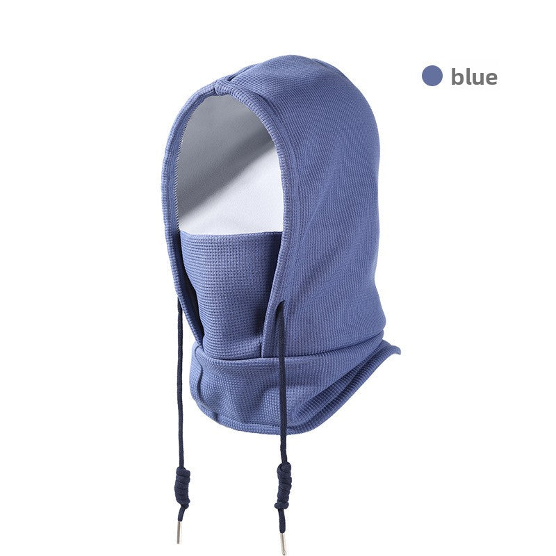 Warm hat with a hood for outdoor cycling to protect against wind teemdrop