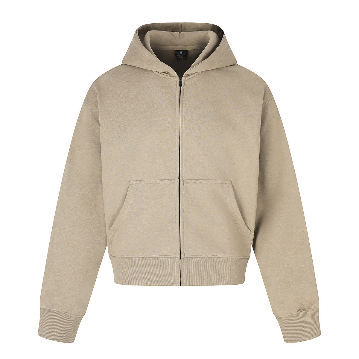 Retro Short Zip-Up Hoodie Solid Color Loose Fit Casual Jacket for Adults teemdrop