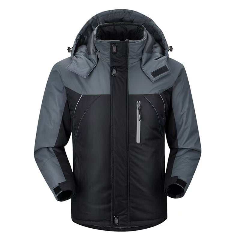 Men?s fleece-lined, thickened, all-in-one winter outdoor jacket with reflective detailing for warmth teemdrop