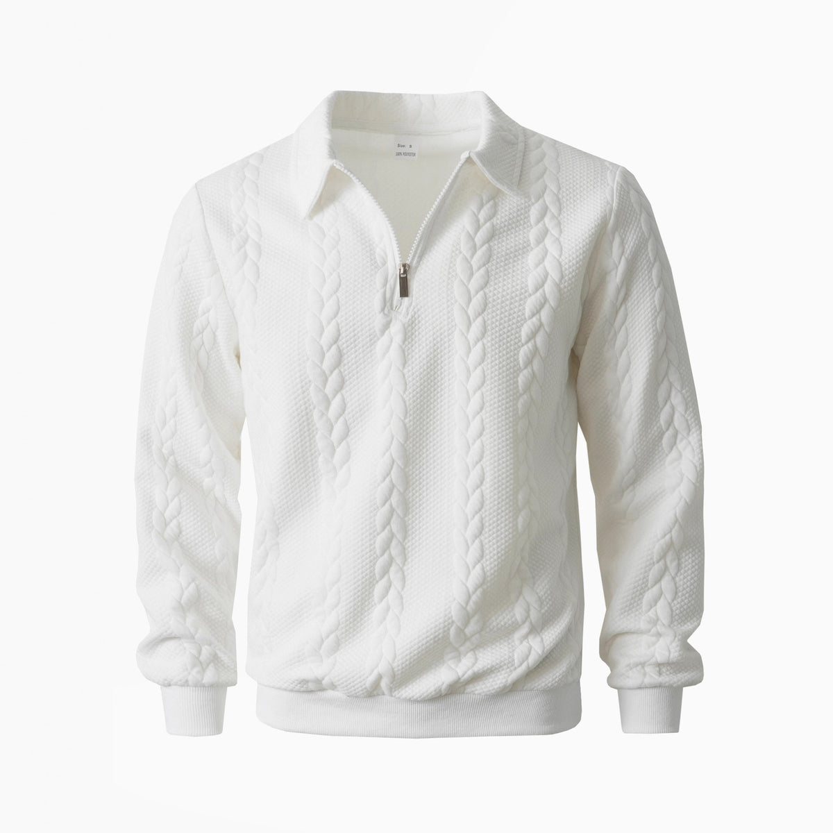 Men Jacquard Lapel Zip Up Jacket Casual Long Sleeve Sweatshirt teemdrop