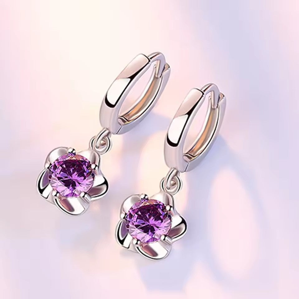 Elegant Zircon Plum Blossom Drop Earrings