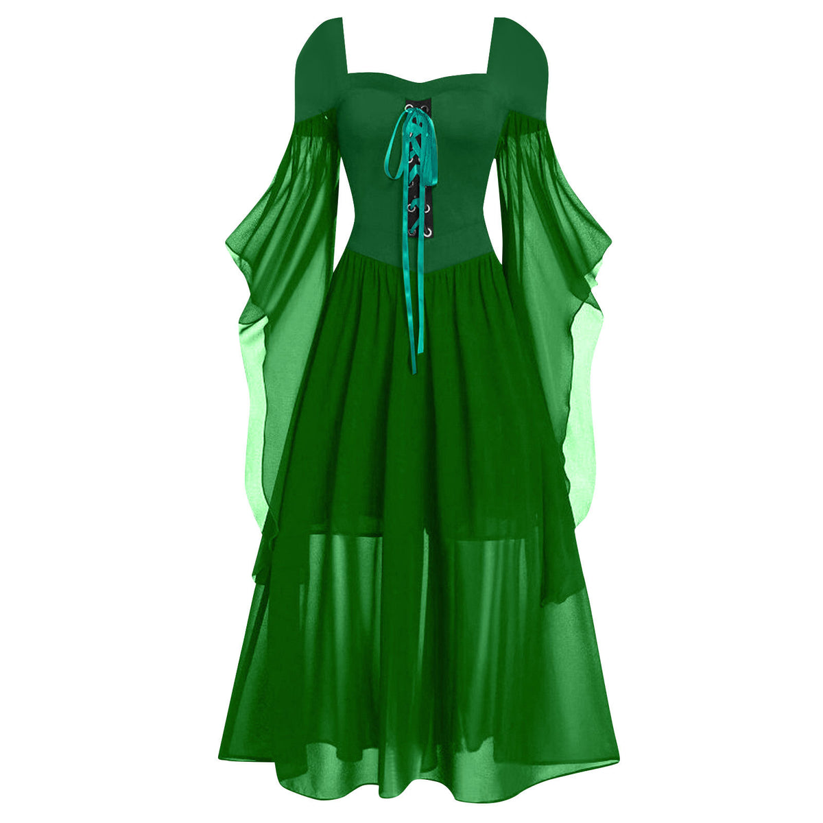 Witch Style Long Dress with Flare Sleeves