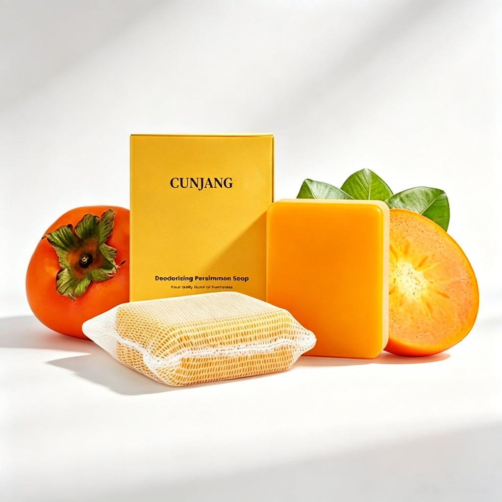 Natural Persimmon Handmade Soap Deodorizing Body Wash Gentle Cleanser for Underarm Foot Odor Removal Herbal Fragrance Bar teemdrop