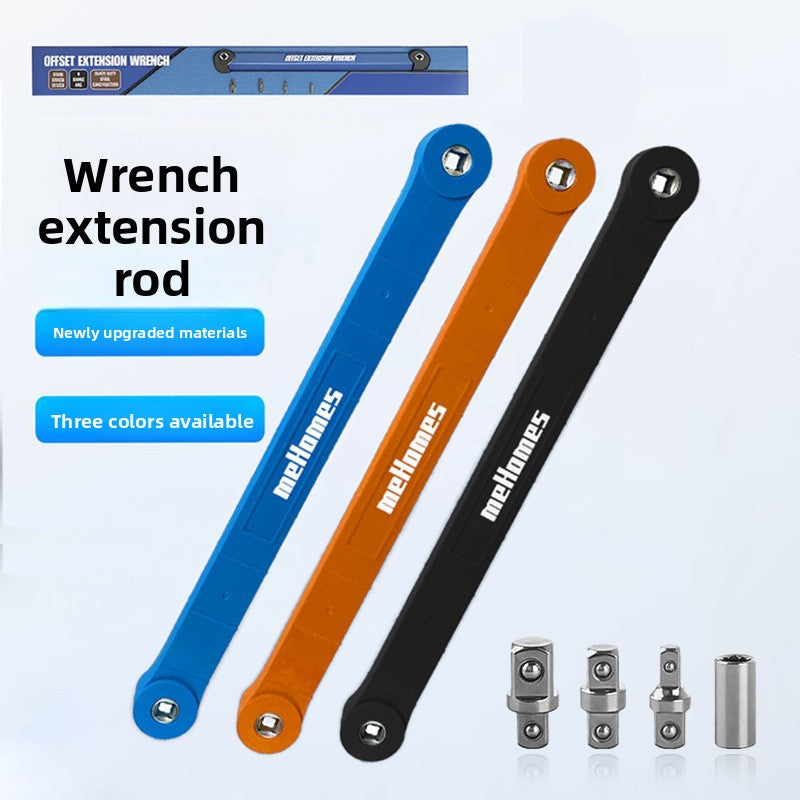Adjustable Extension Ratchet Wrench Set with 4 Adapters, Reinforced Nylon, Electroplated