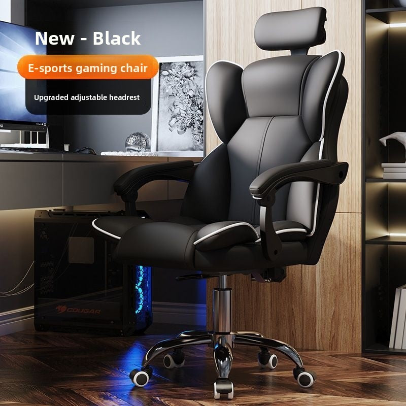 Ergonomic High-Elasticity Foam Computer Chair with Headrest and Footrest