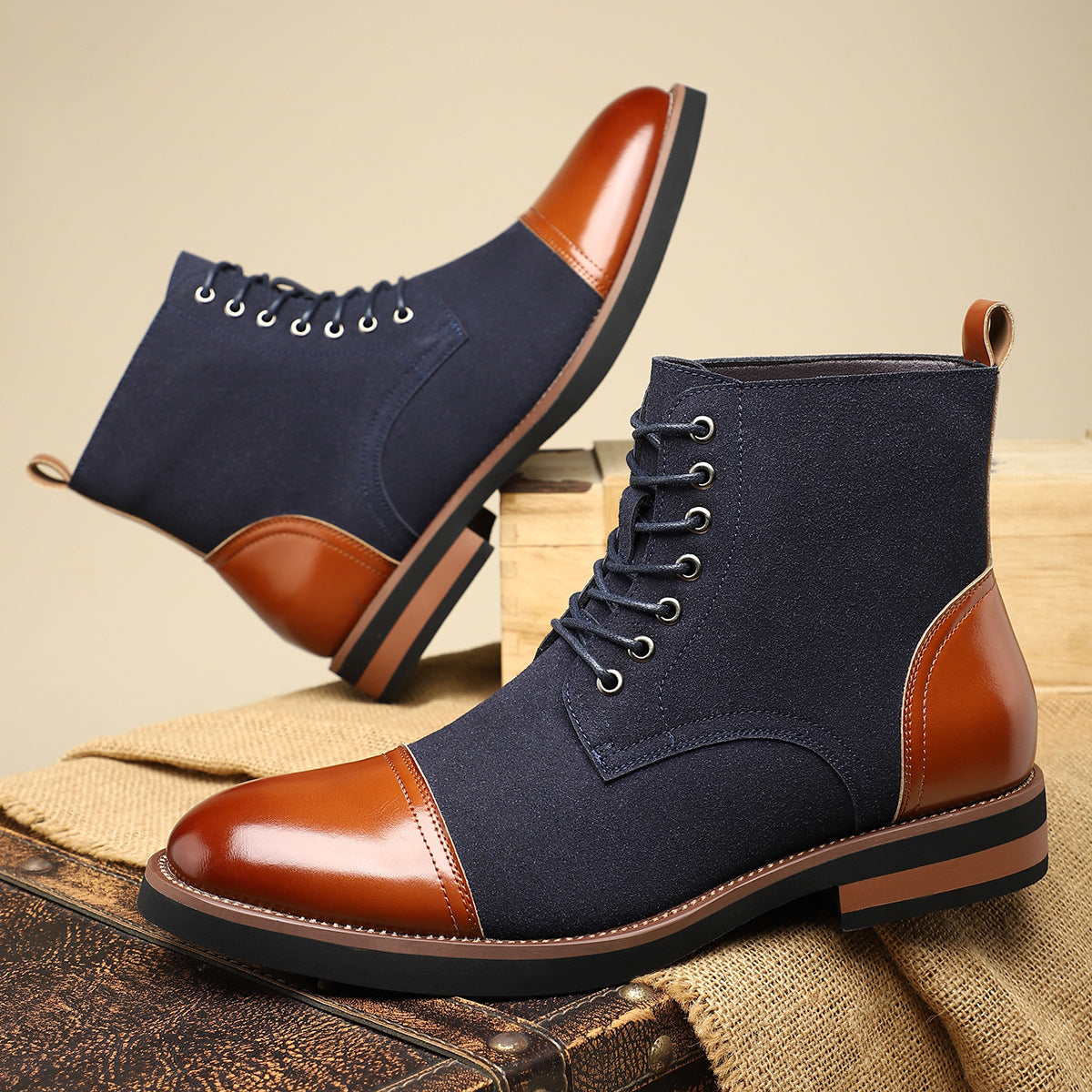 Versatile Casual Men's Leather Toe-Cap Martin Boots 28006 teemdrop
