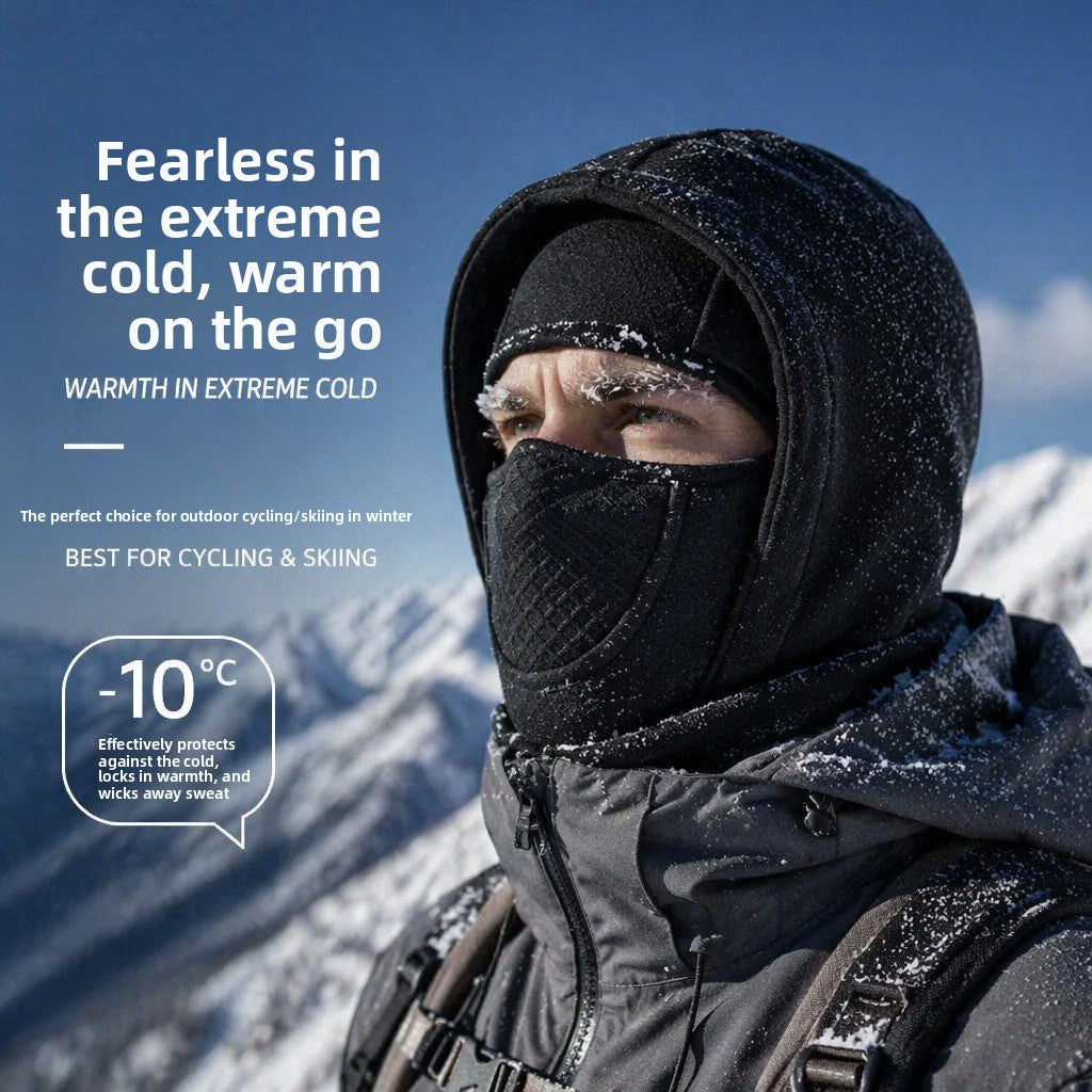 Winter Warm Polar Fleece Integrated Face Mask Hat teemdrop