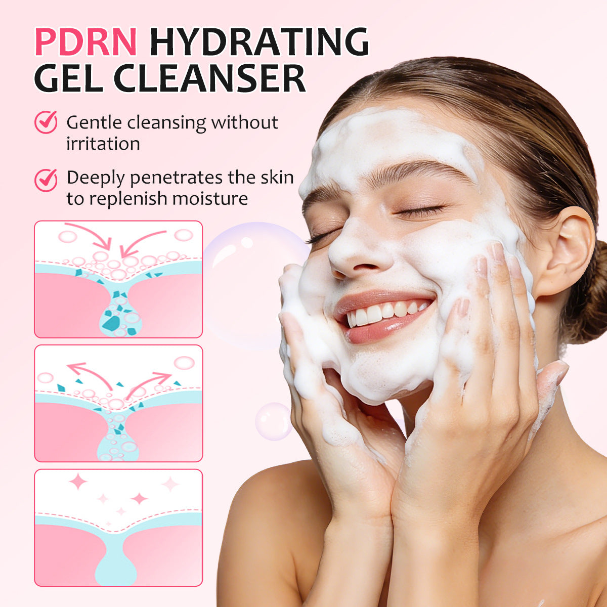 Moisturizing Gel Facial Cleanser for Deep Hydration and Brightening