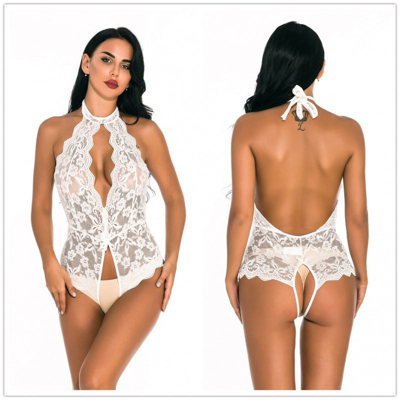 Women Sexy See Through Lace Spandex Bodysuit Cute Lingerie Jumpsuit teemdrop