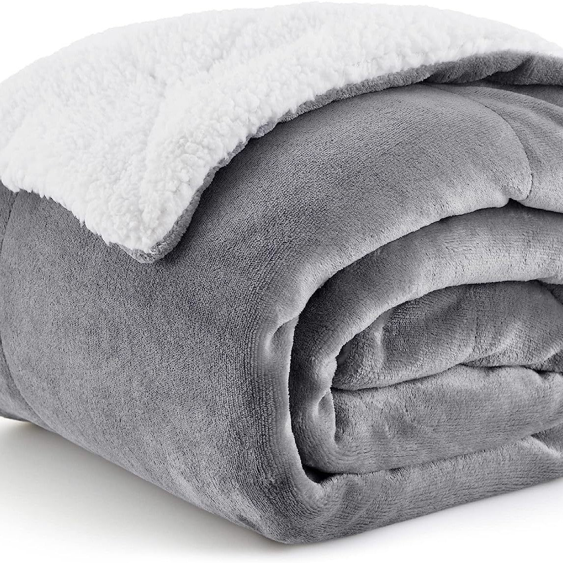 Double-Sided Plush Sherpa Fleece Blanket Thick Warm Solid Color Soft Throw