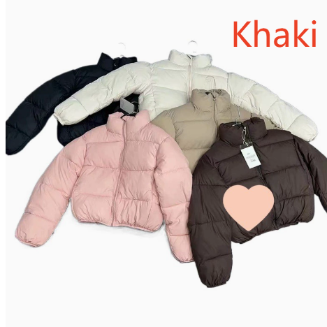 Womens Short Stand Collar Cotton Padded Jacket Wool Fur Fill teemdrop