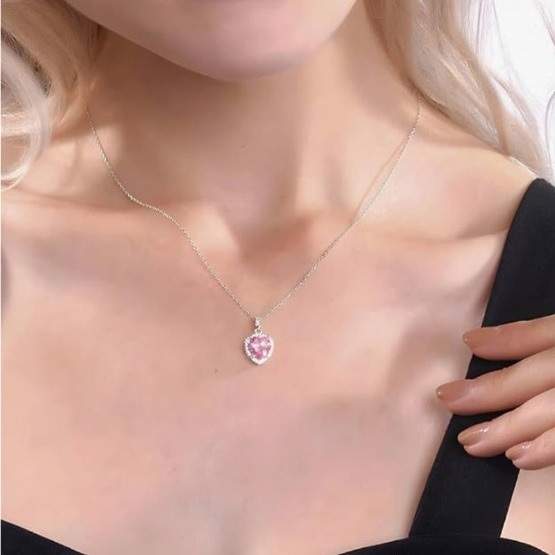 Heart Pendant Cross Chain Necklace