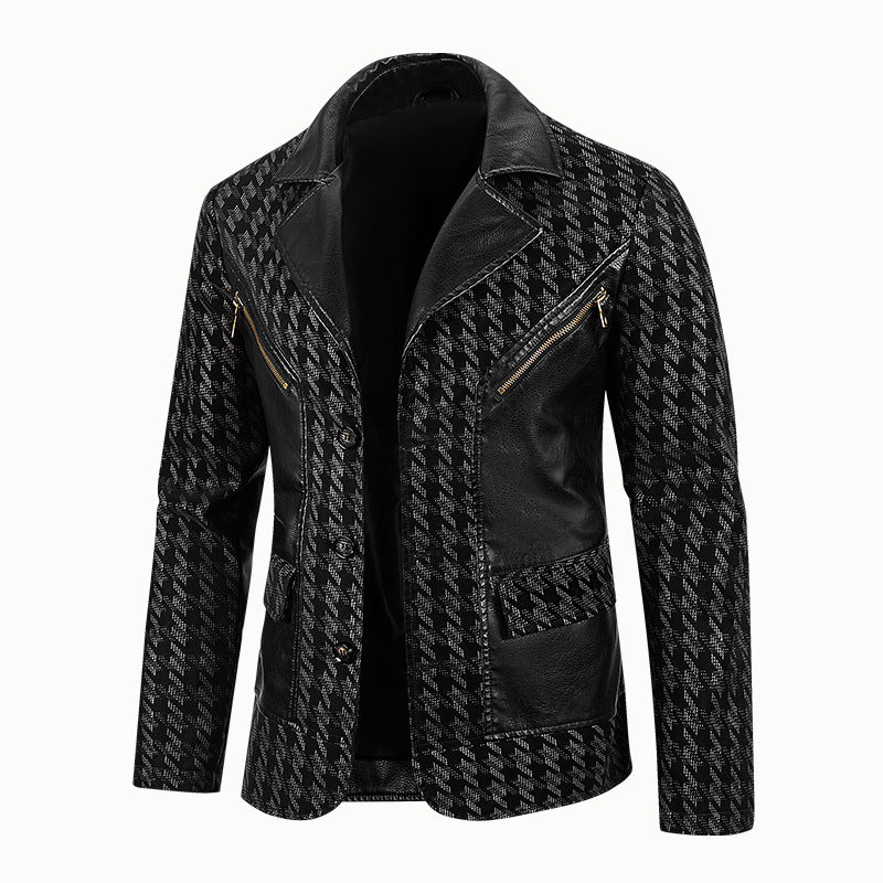Men's Retro Motorcycle PU Leather Jacket Casual Lapel Outerwear teemdrop