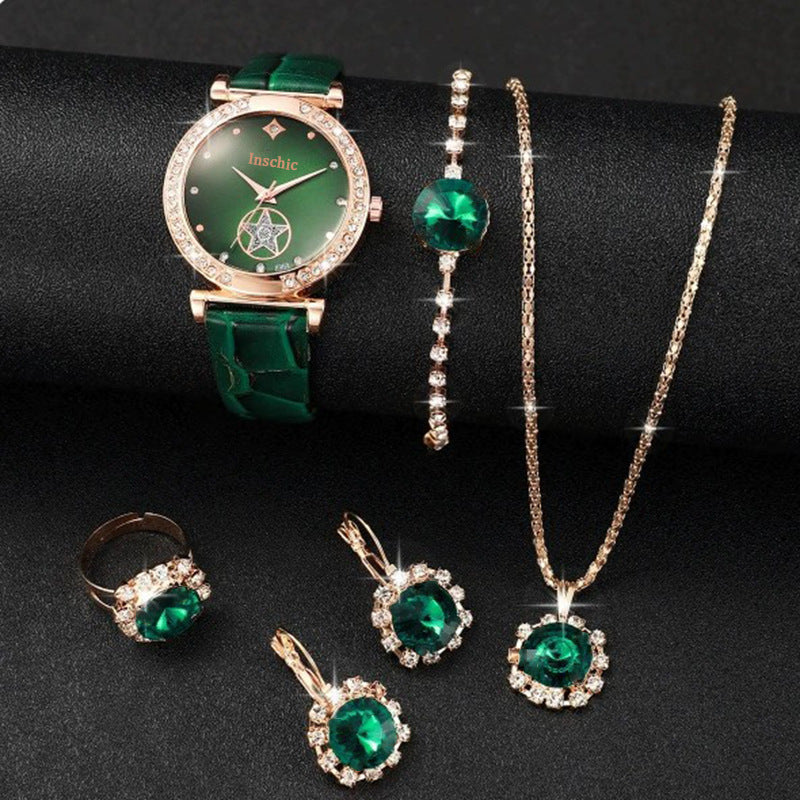 Simple Rhinestone Women's Quartz Watch with Imitation Leather Strap
