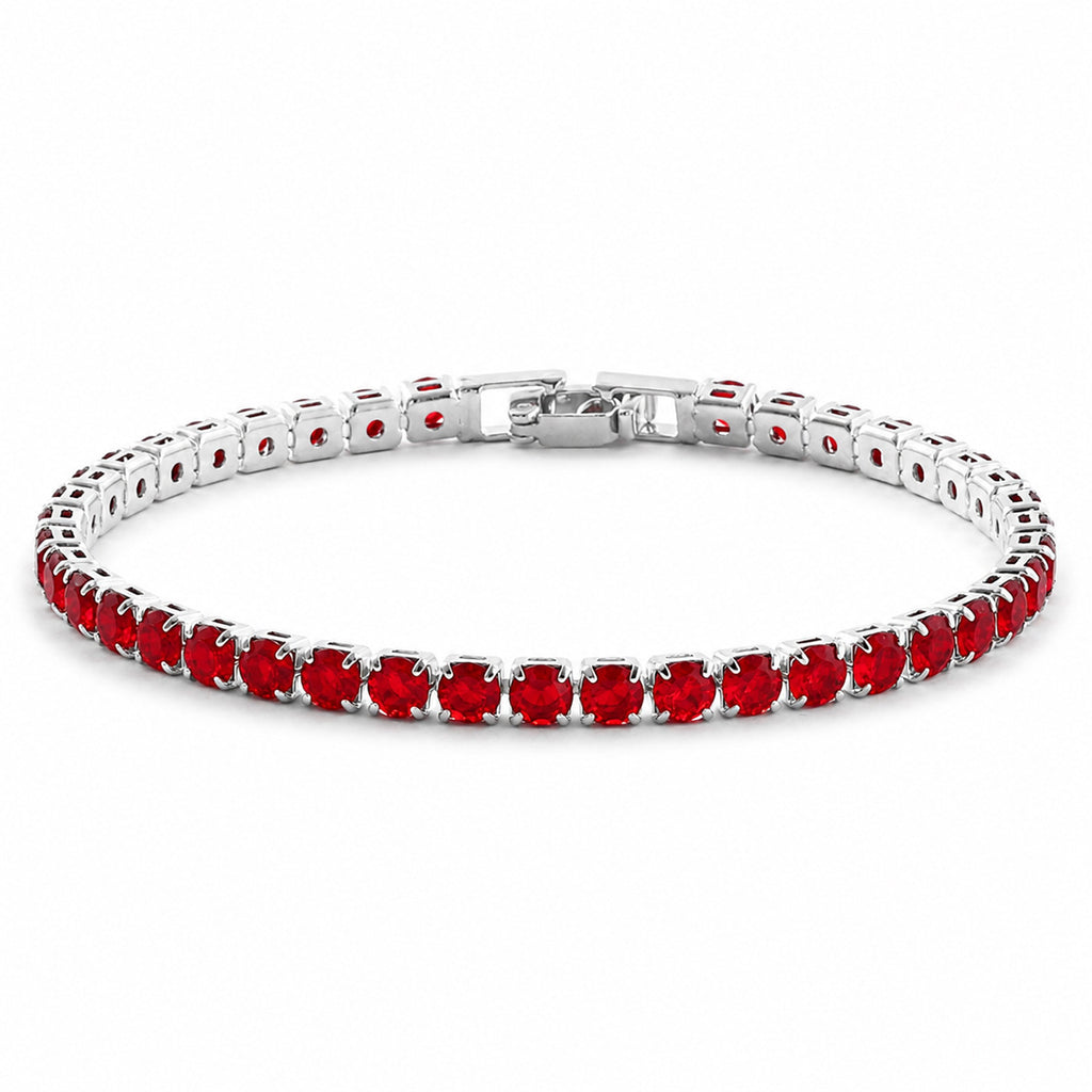 Women's Electroplated Copper Tennis Bracelet with White Zircon Pull Clasp teemdrop